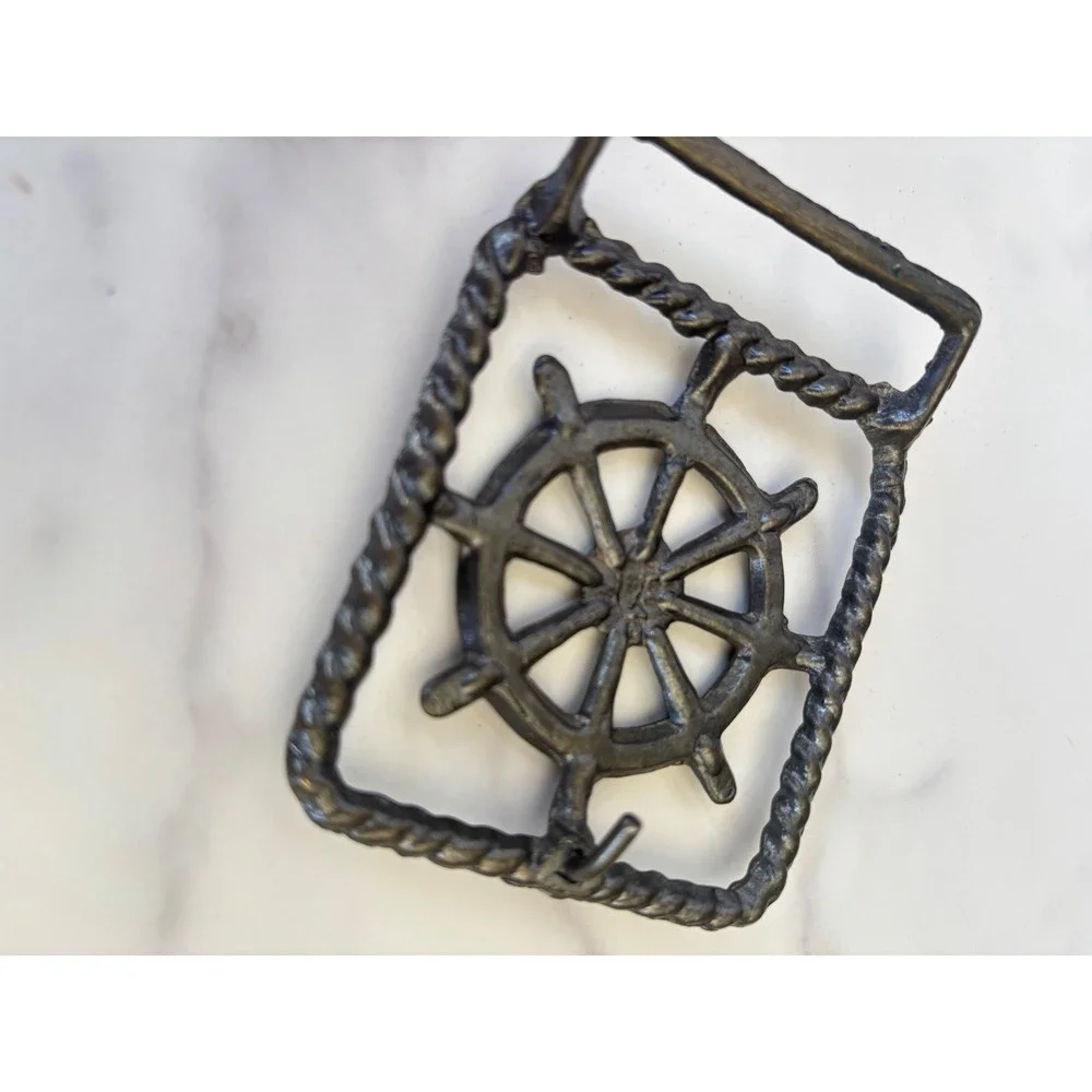 Vintage Nautical Ship Wheel‎ Belt Buckle Rope Border Maritime Helm